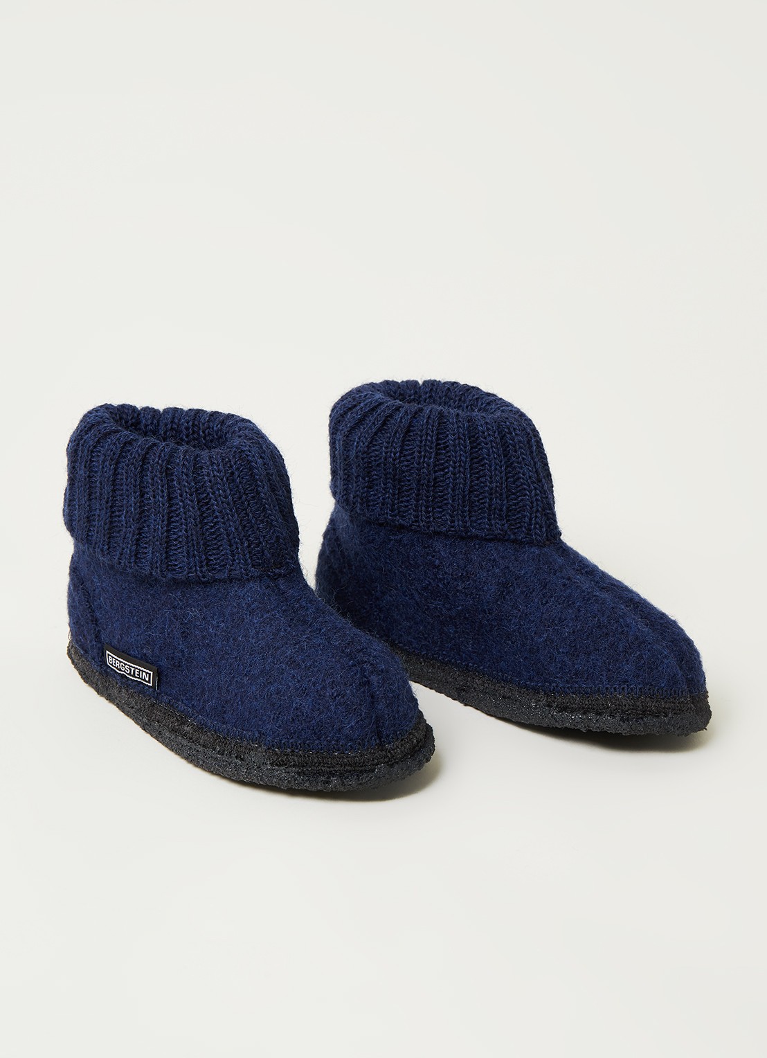 Bergstein Cozy pantoffel van wol - voorkant 2 donkerblauw