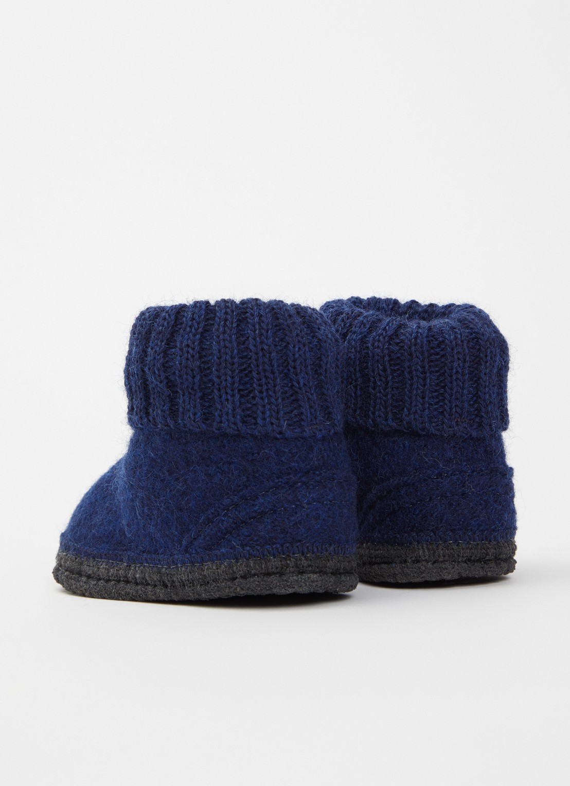 Bergstein Cozy pantoffel van wol - achterkant donkerblauw