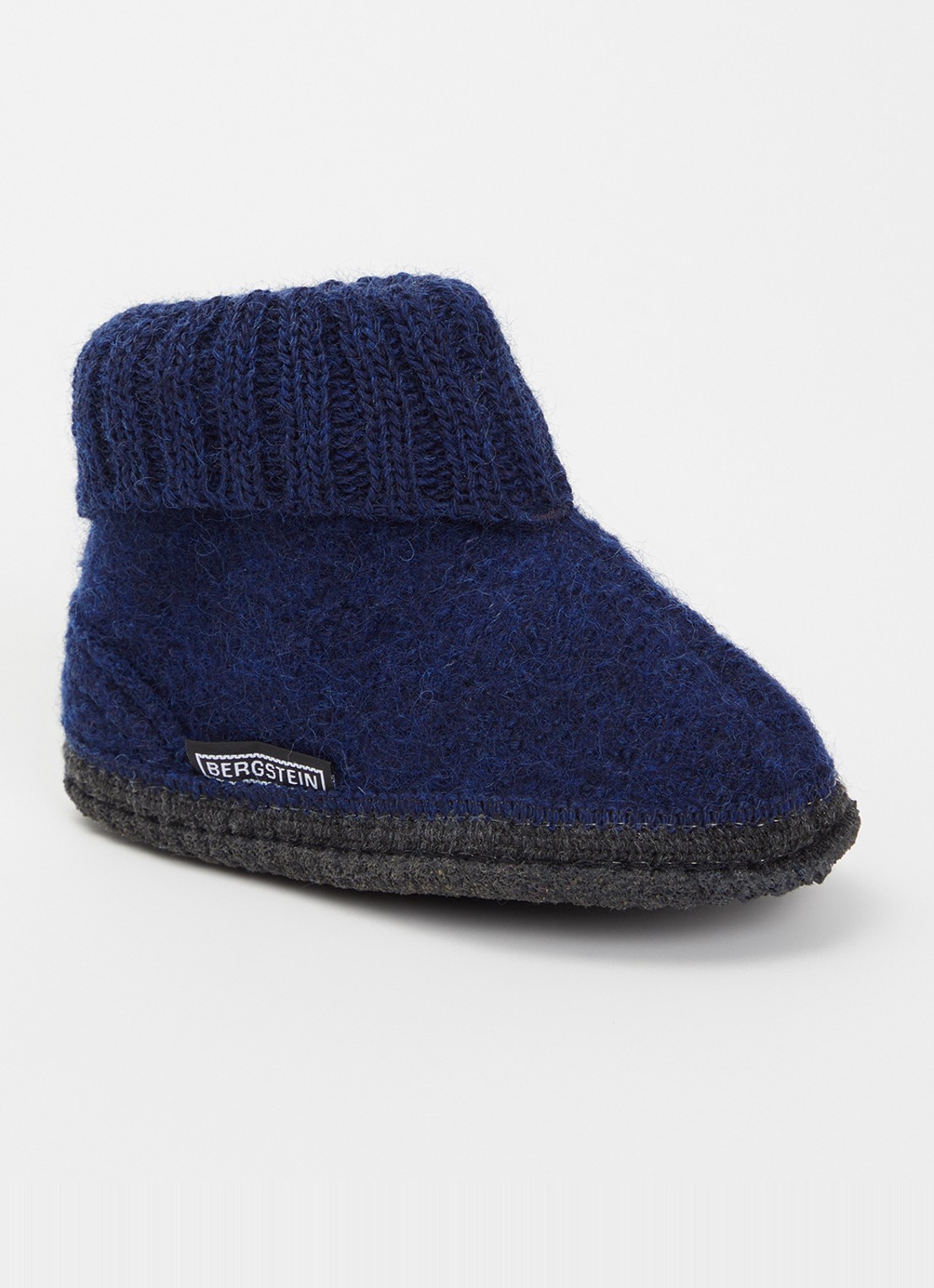 Bergstein Cozy pantoffel van wol - voorkant 2 donkerblauw