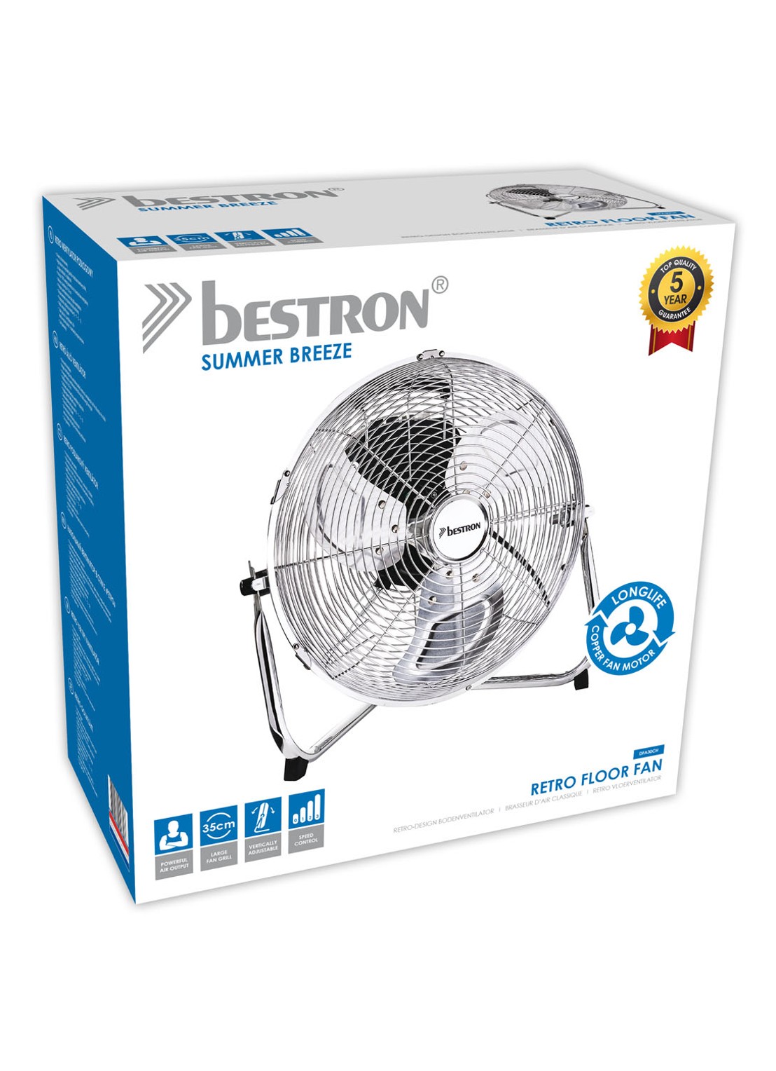 Bestron Vloerventilator, 39 cm hoog - detail 4 zilver