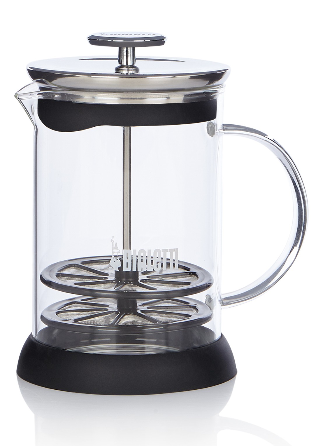Bialetti Cappuccinatore melkopschuimer 1 liter - voorkant zwart