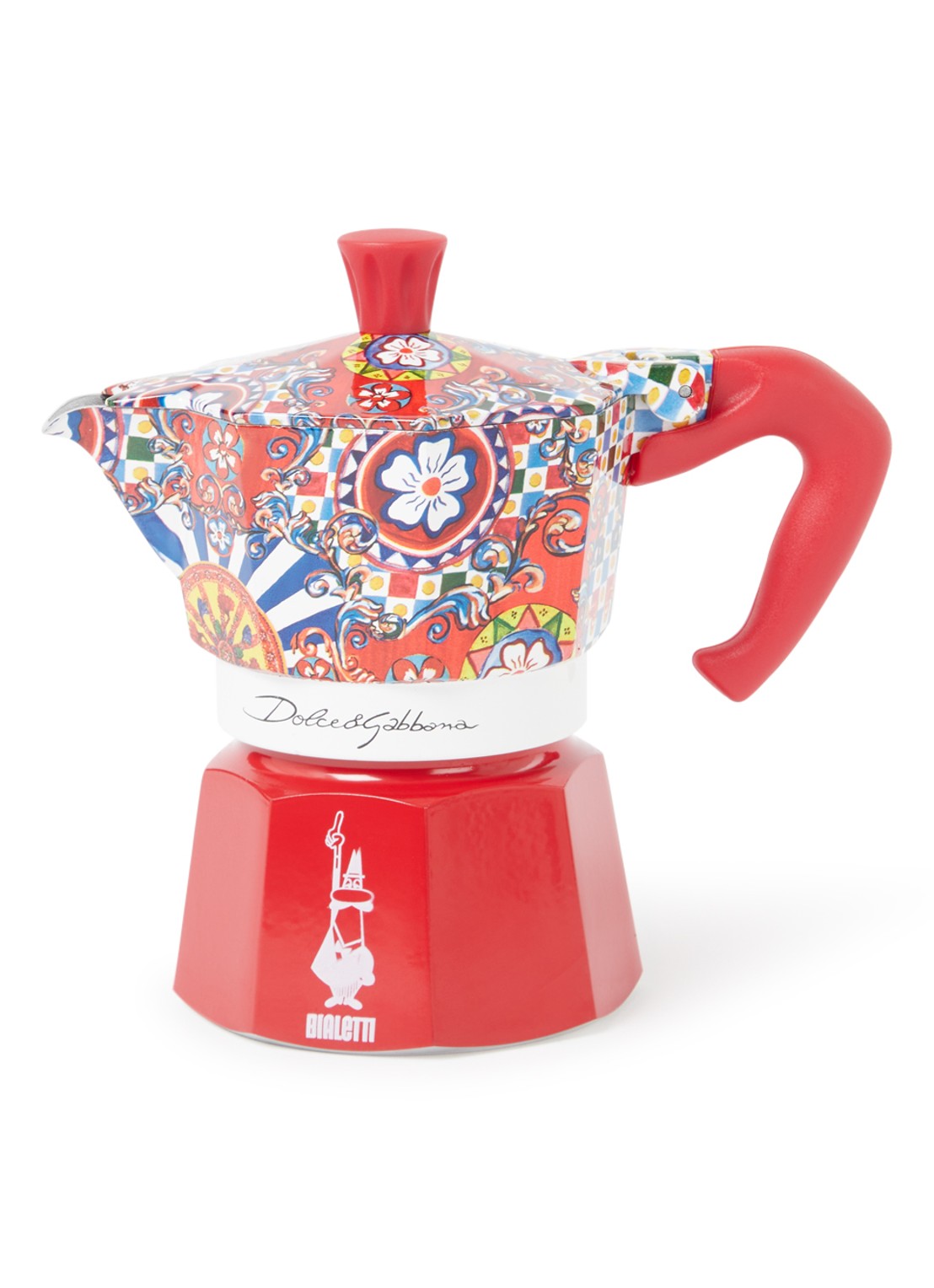 Bialetti Dolce & Gabbana Moka Express percolator 3-kops - voorkant rood