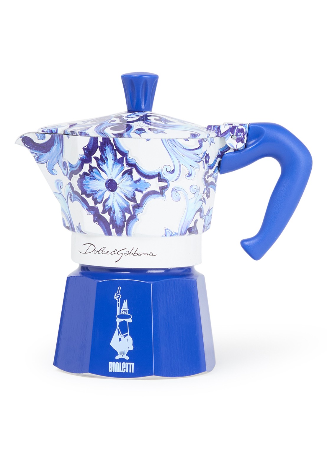 Bialetti Dolce & Gabbana Moka Express percolator 3-kops - voorkant royalblauw