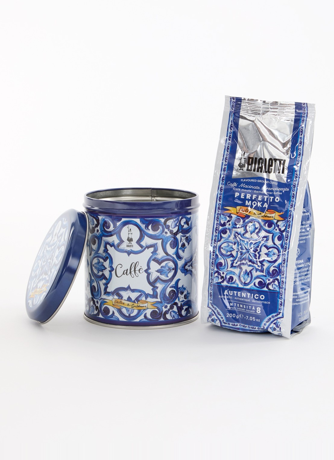Bialetti Dolce&Gabbana Perfetto Moka Autentico gemalen koffie 200 gram - voorkant 2 royalblauw