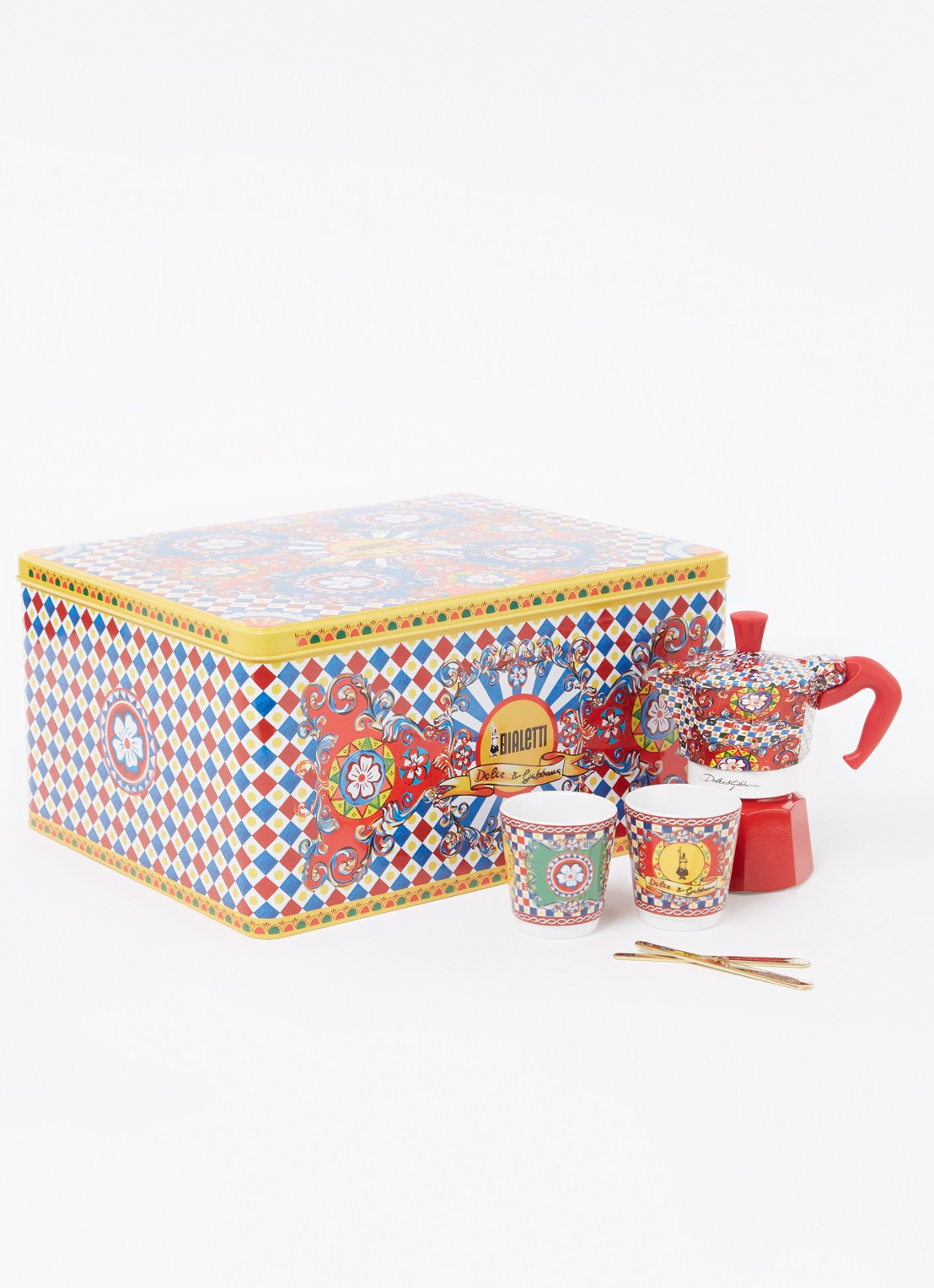 Bialetti Geschenkset Moka Express percolator 2-kops inclusief twee glazen - voorkant 2 multicolor
