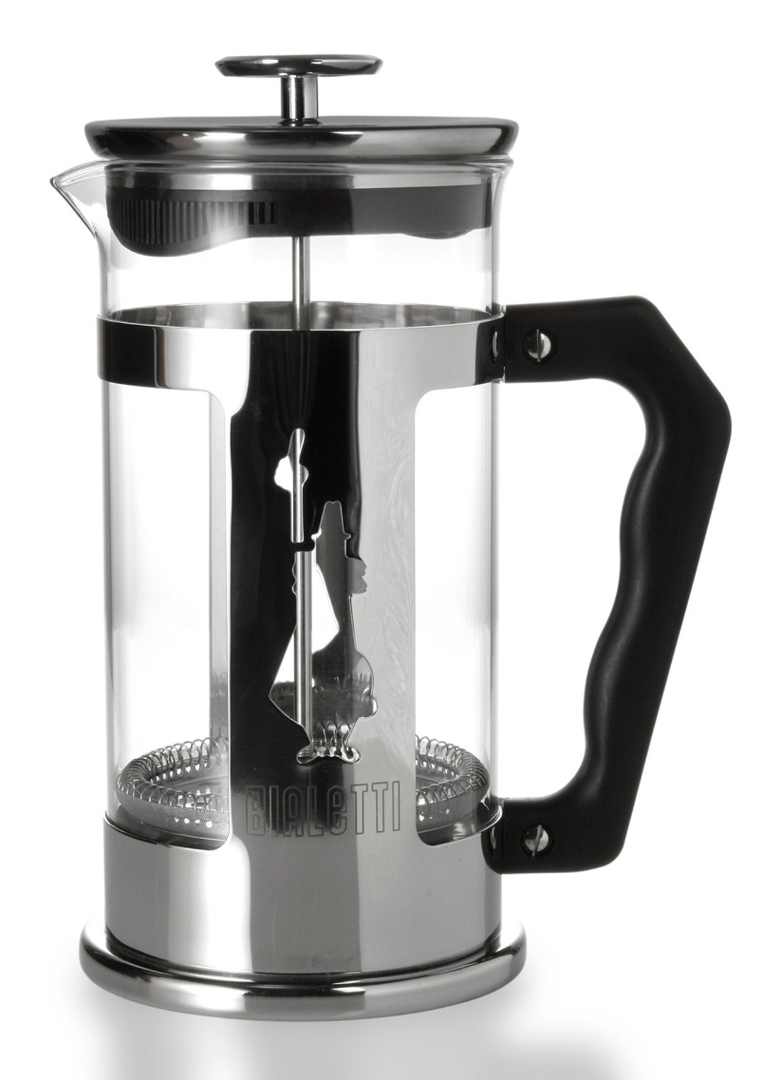 Bialetti Preziosa cafetière van borosilicaatglas1 liter - voorkant zilver