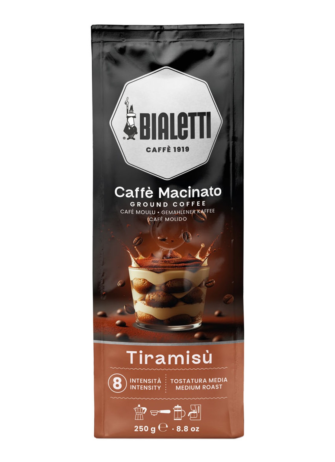 Bialetti Tiramisu gemalen koffie 250 gram - voorkant undefined