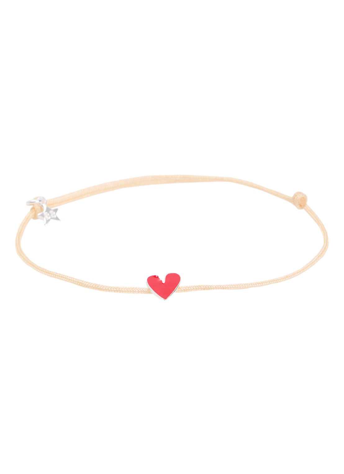 Bibi Camille Heart Rope S armband met bedel - voorkant rood
