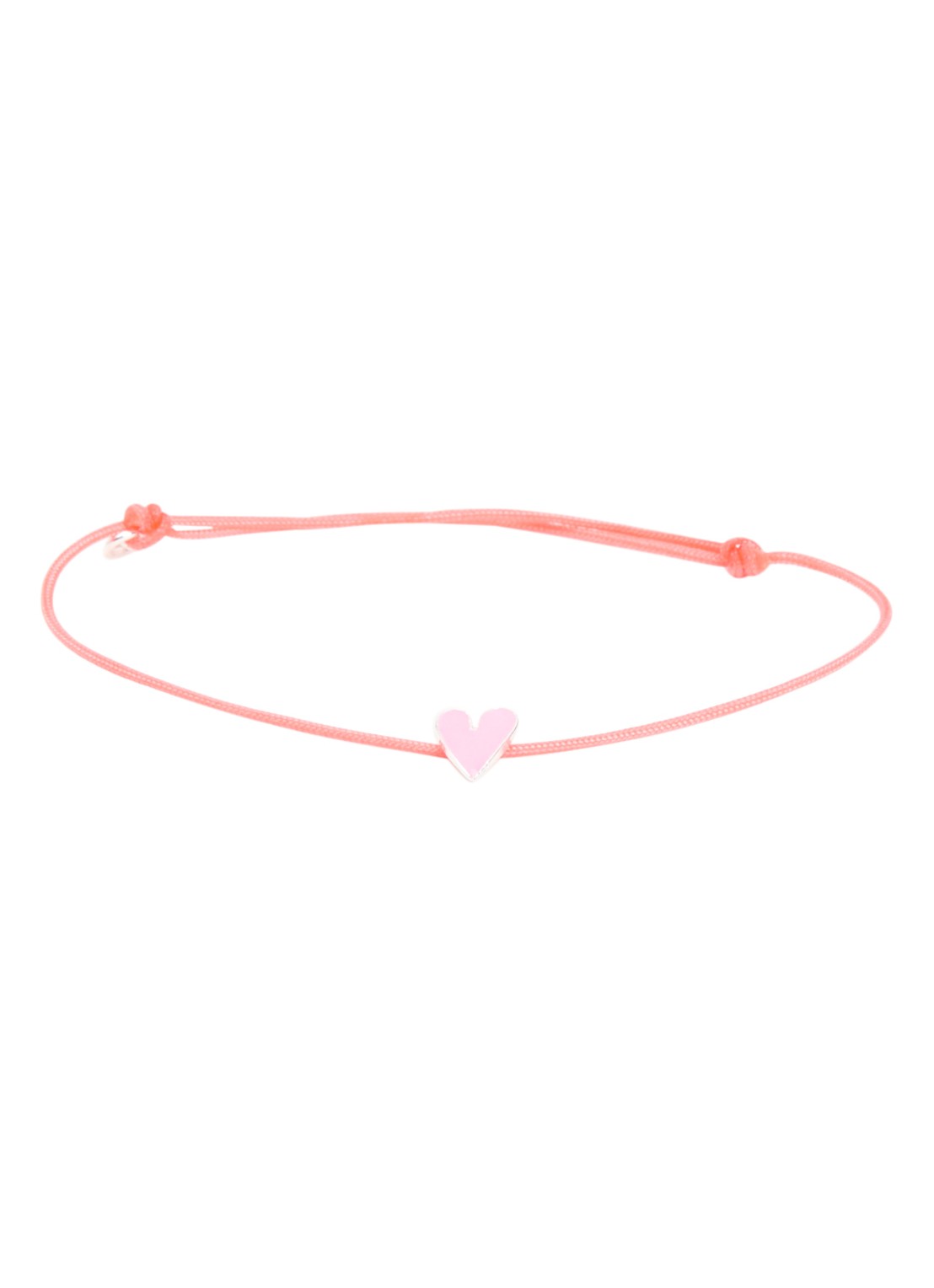 Bibi Camille Heart Rope S armband met bedel - voorkant roze