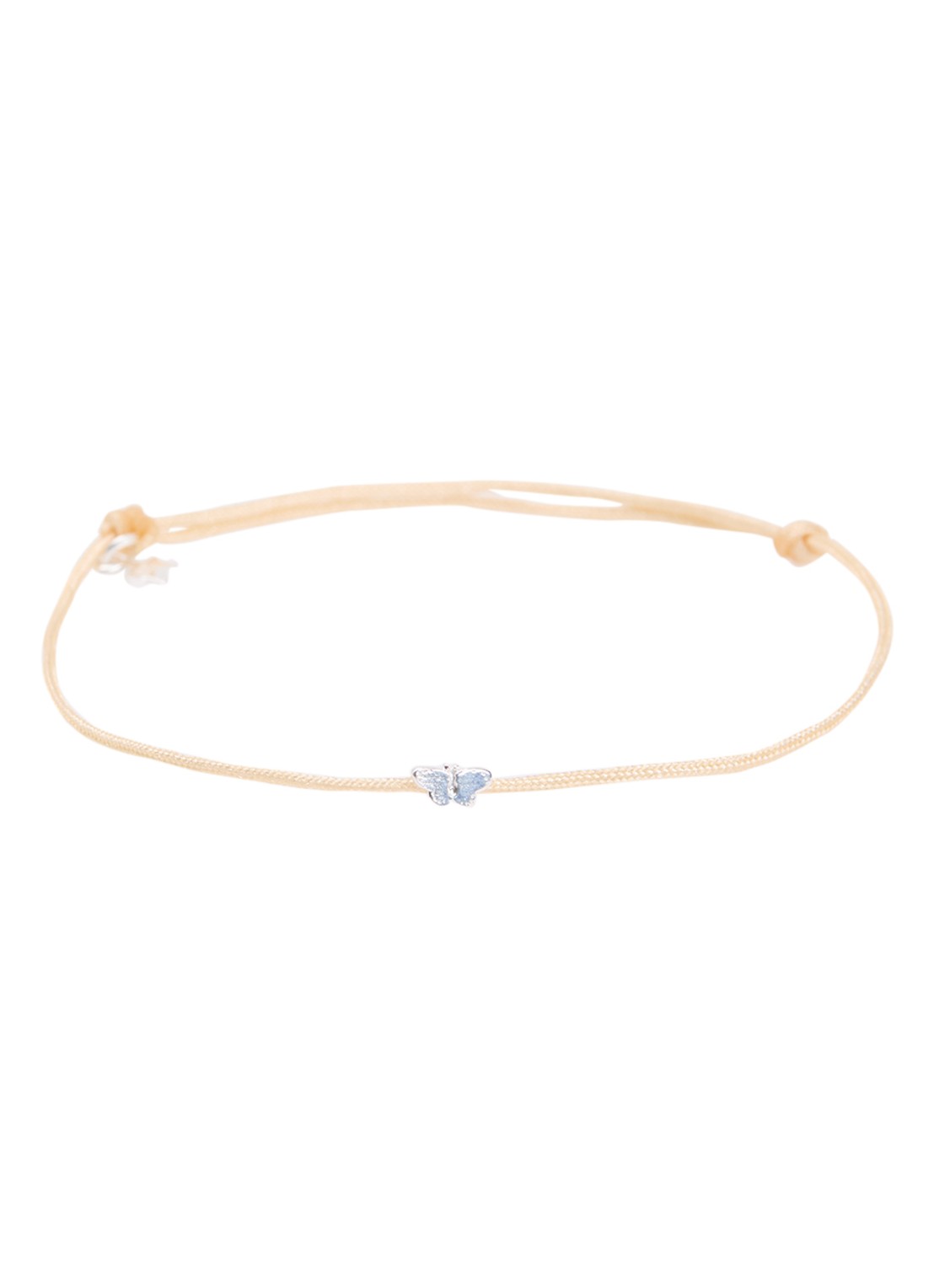 Bibi Camille Mini Butterfly Rope S armband met bedel - voorkant 3 beige