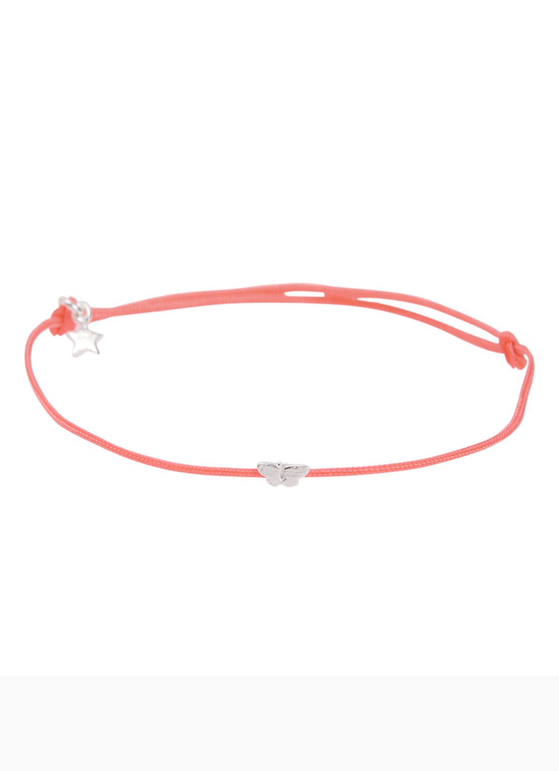 Bibi Camille Mini Butterfly Rope S armband met bedel - voorkant 3 roze