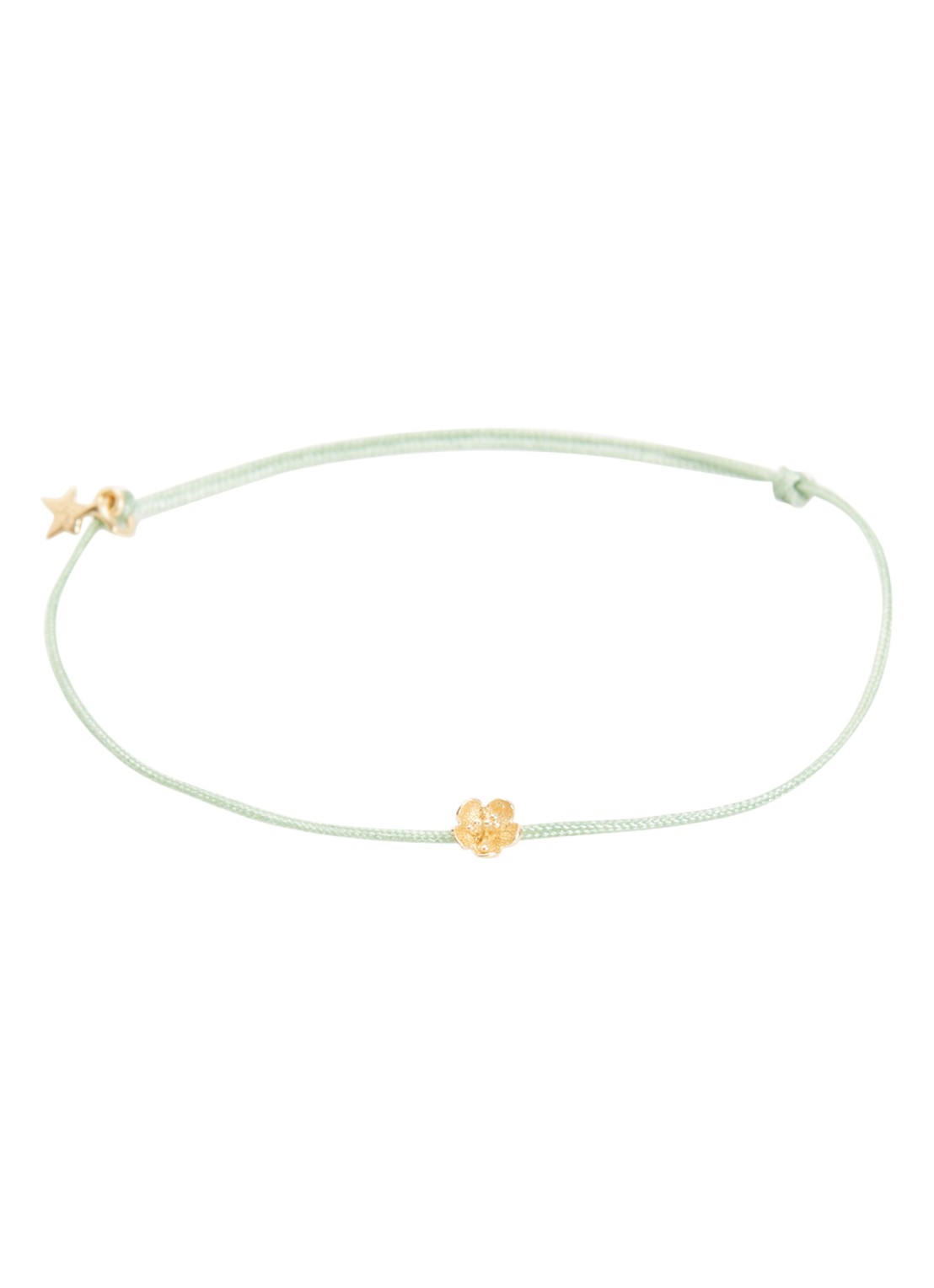 Bibi Camille Mini Flower armband met bedel - voorkant 3 mosgroen