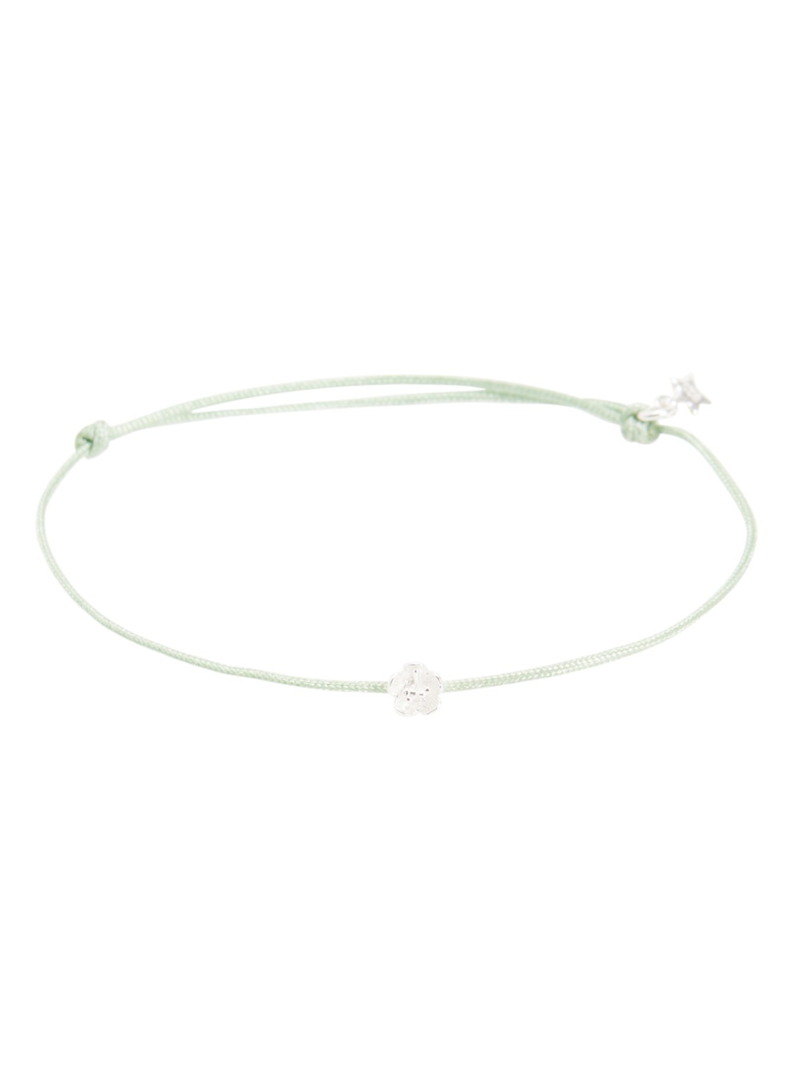 Bibi Camille Mini Flower Rope armband met bedel - voorkant 3 mosgroen