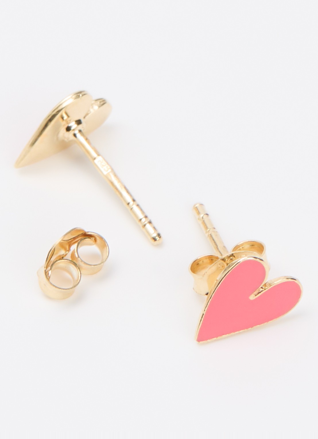 Bibi Camille Mini Heart oorknopjes verguld - detail 2 roze