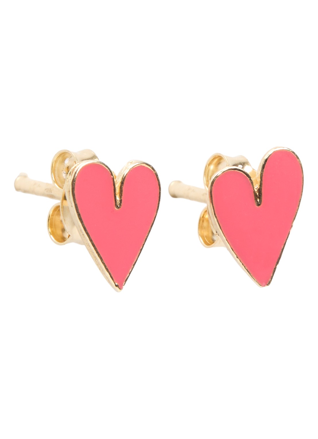 Bibi Camille Mini Heart oorknopjes verguld - voorkant roze