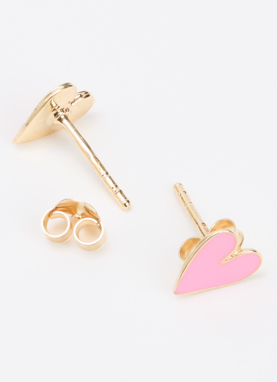 Bibi Camille Mini Heart oorknopjes verguld - detail lichtroze