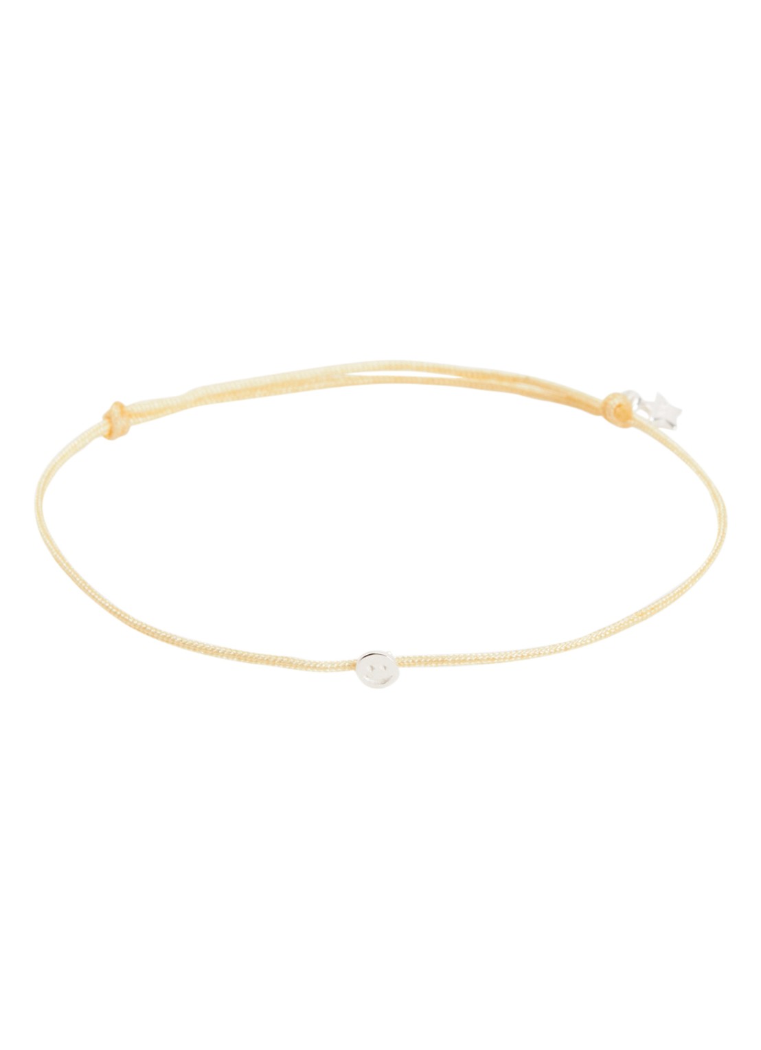 Bibi Camille Mini Smile Rope armband met bedel - voorkant 3 beige