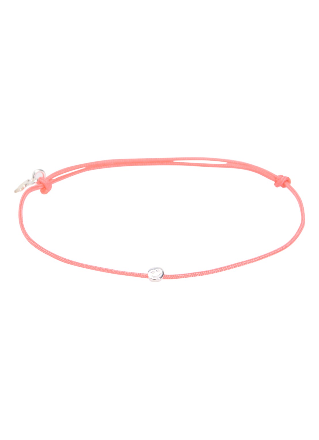 Bibi Camille Mini Smile Rope armband met bedel - voorkant roze