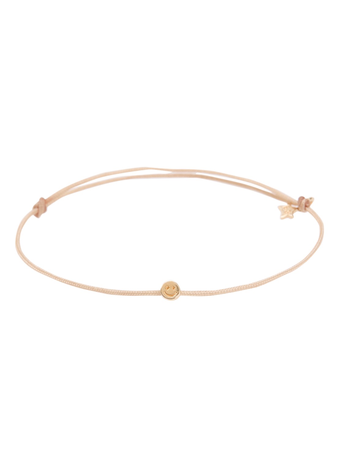 Bibi Camille Mini Smiley armband met bedel - voorkant beige