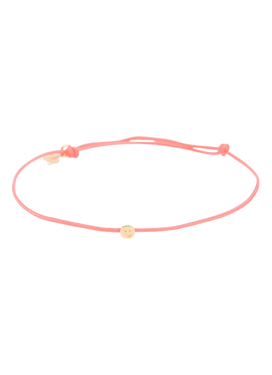 Bibi Camille Mini Smiley armband met bedel - voorkant roze