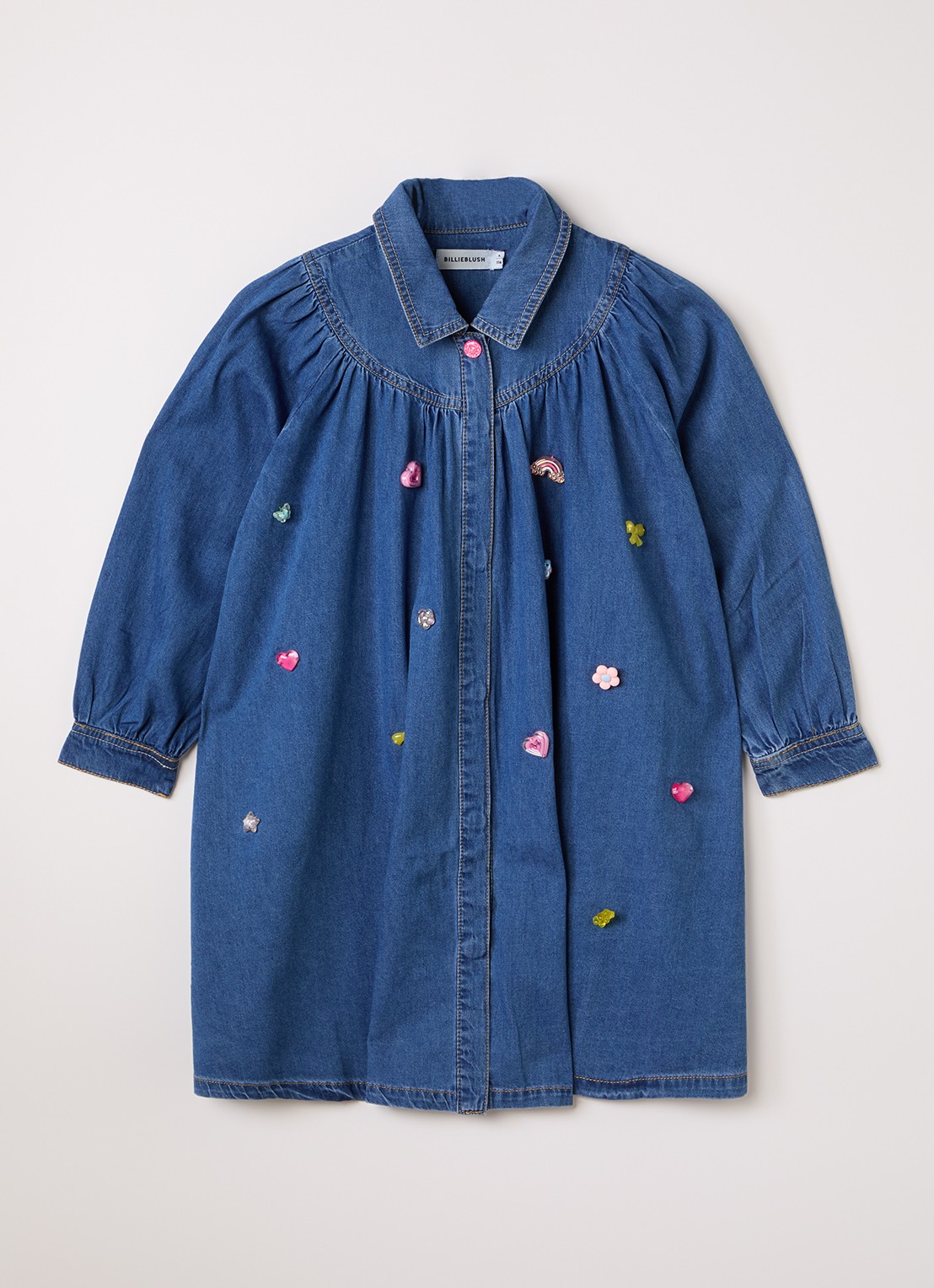 Billieblush Blousejurk van denim met applicatie - voorkant indigo