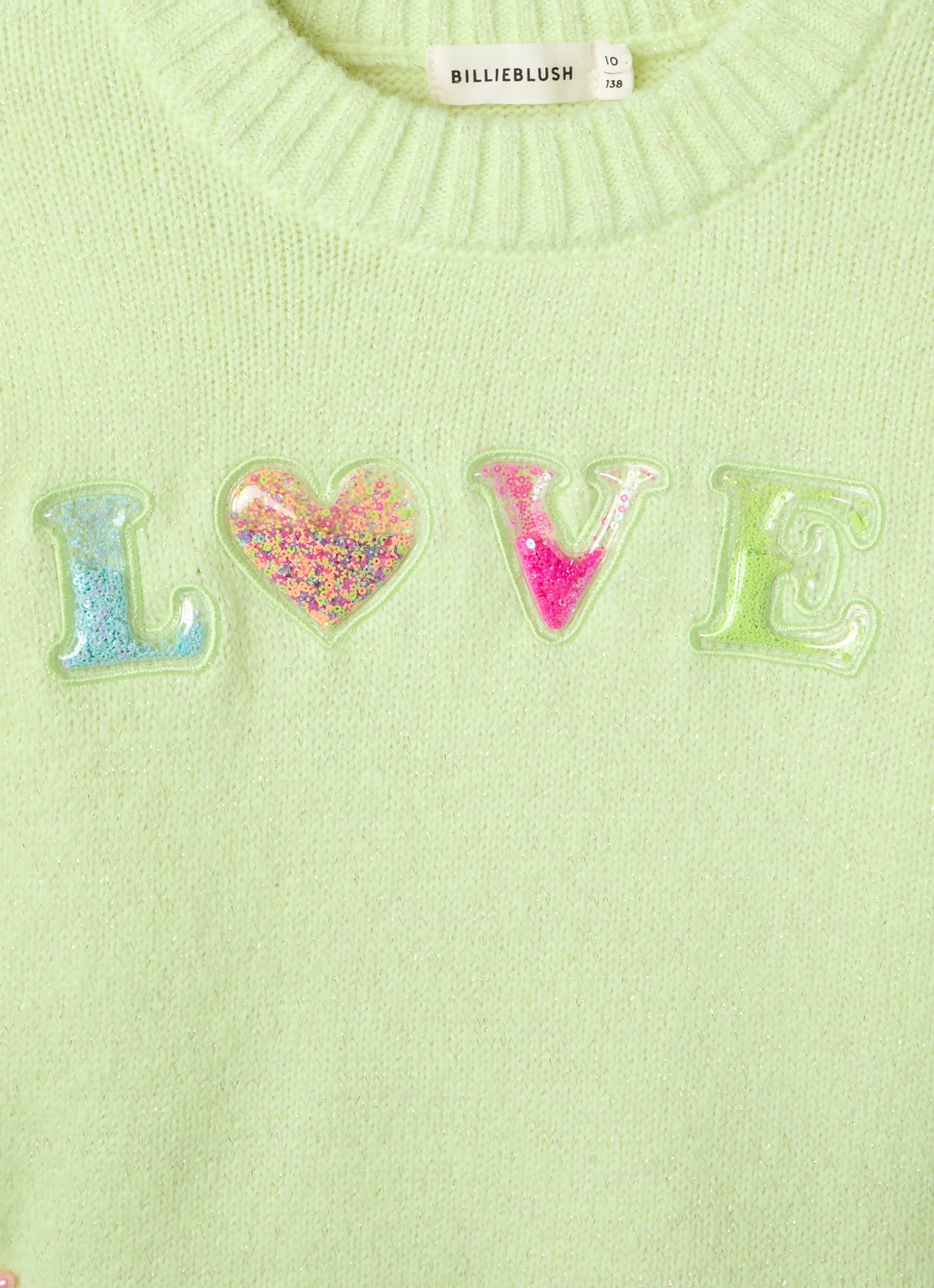 Billieblush Fijngebreide trui in wolblend met lurex - detail 3 neongroen