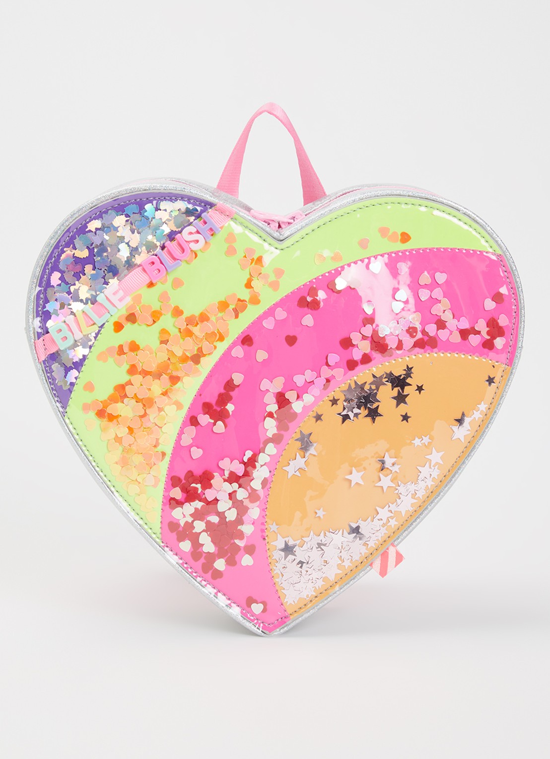 Billieblush Hartje rugzak met logo en glitter  - voorkant 3 roze