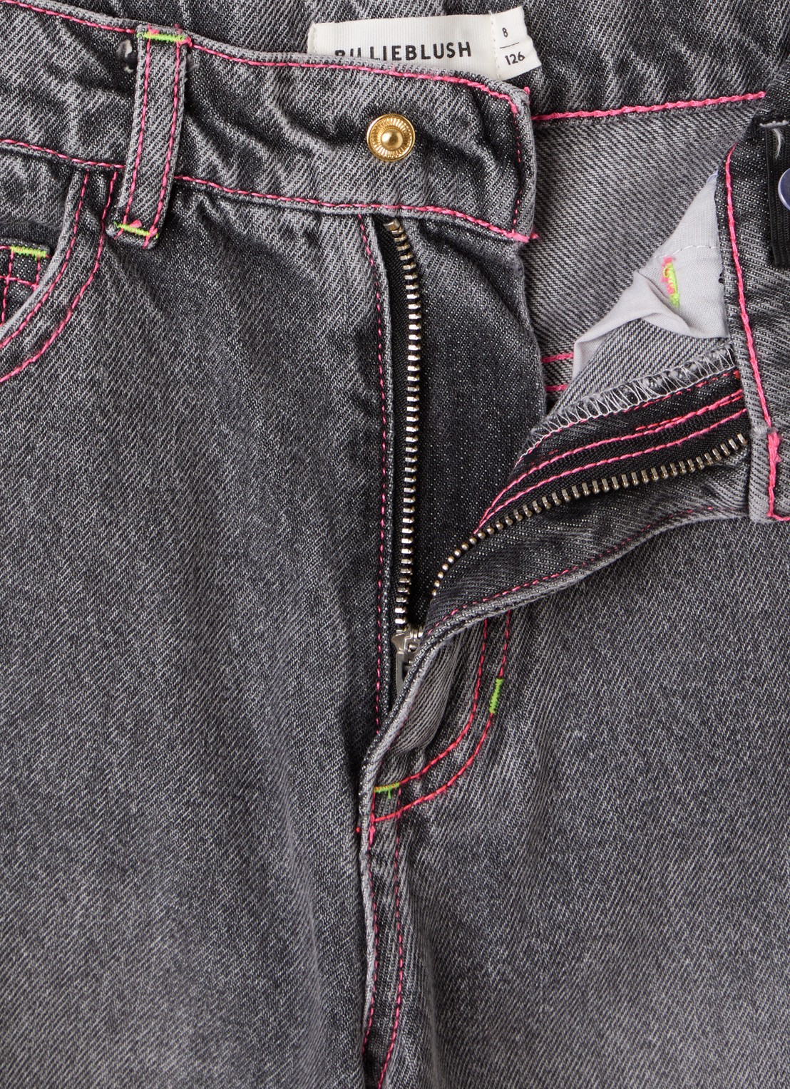 Billieblush High waist tapered jeans met borduring - detail middengrijs