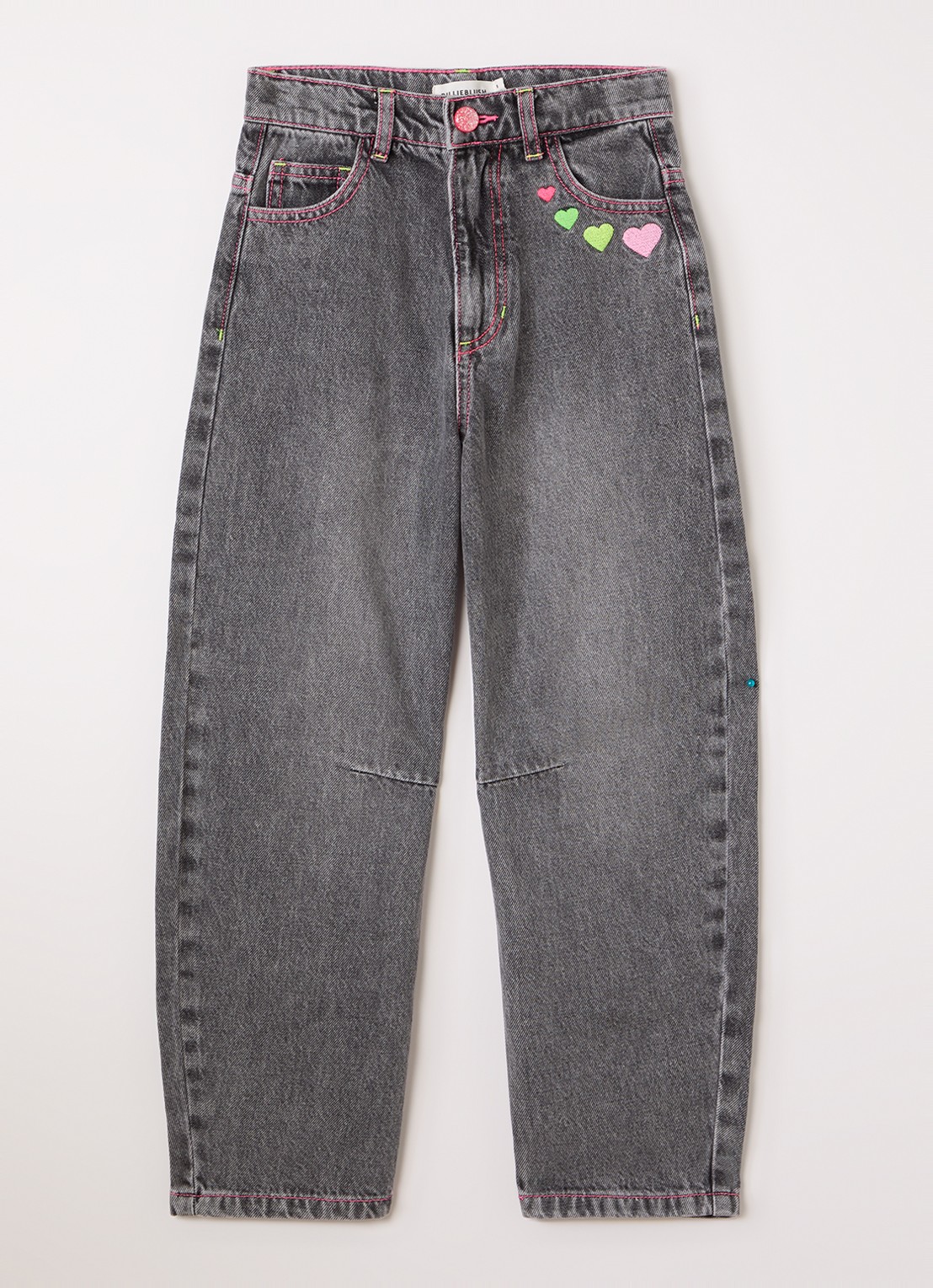 Billieblush High waist tapered jeans met borduring - voorkant 2 middengrijs