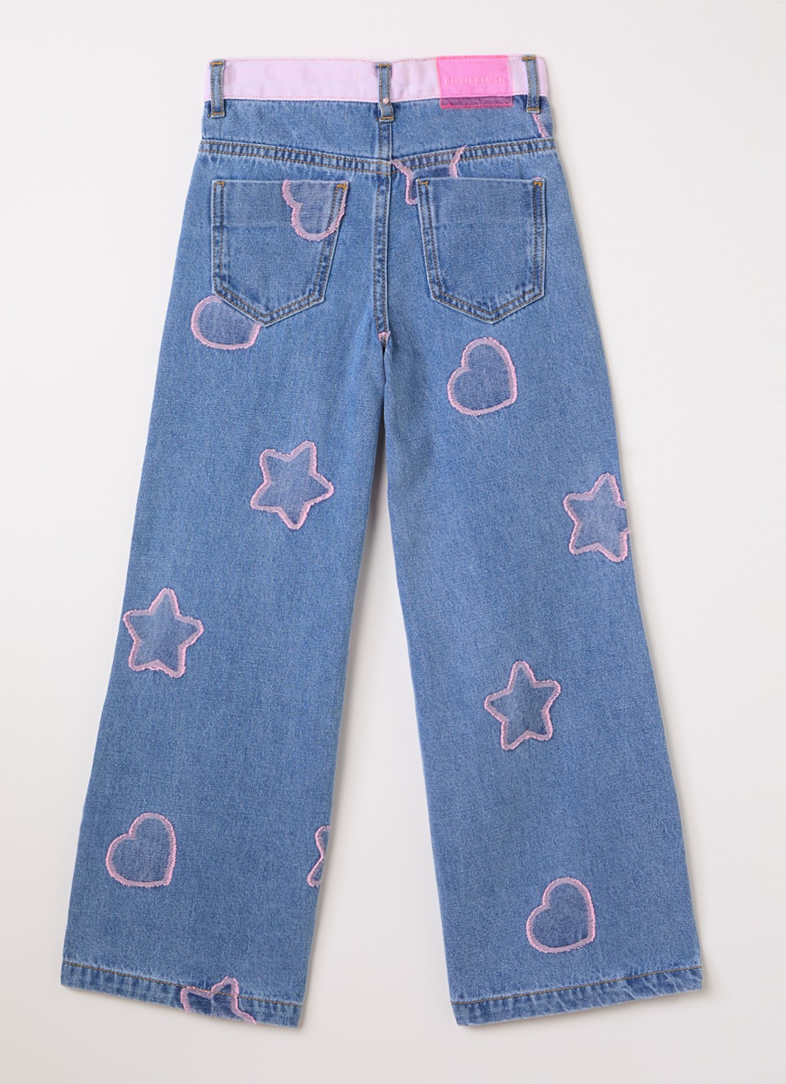 Billieblush High waist wide leg jeans met borduring - voorkant 2 indigo