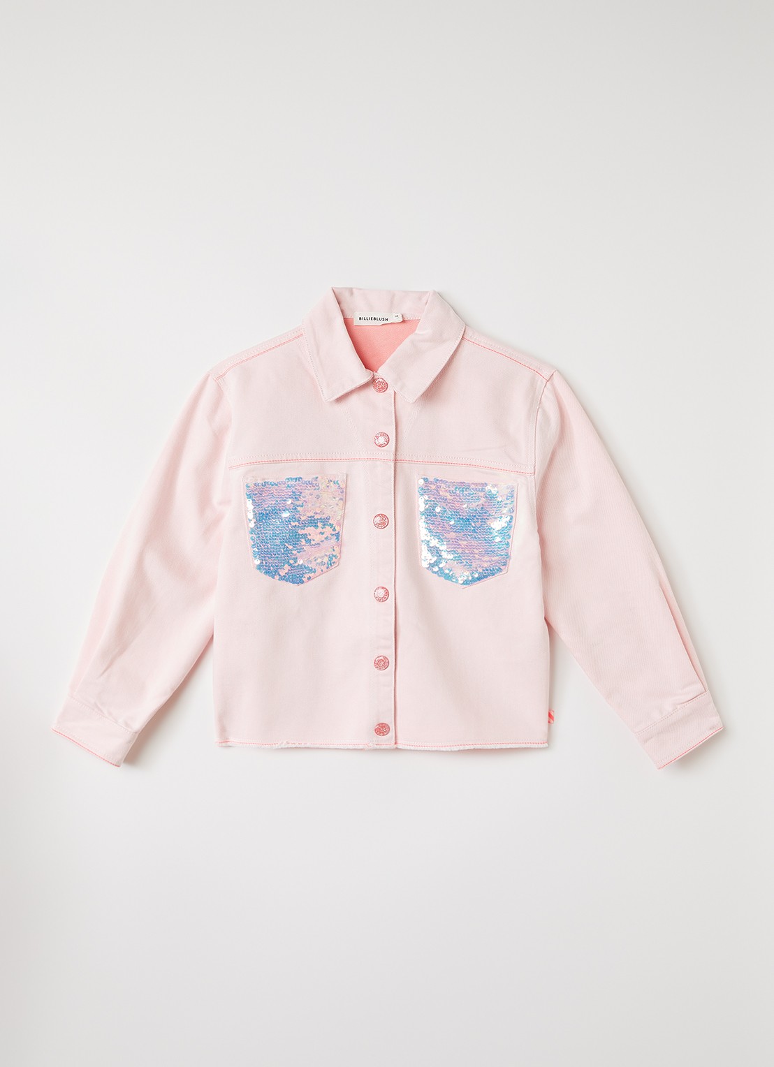 Billieblush Spijkerjas met pailletten - voorkant roze