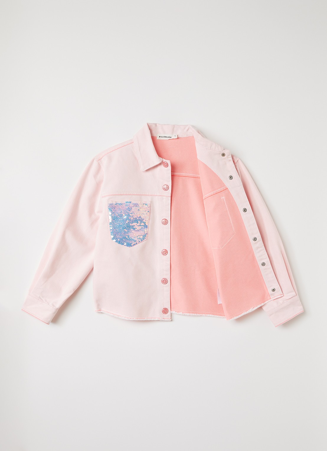 Billieblush Spijkerjas met pailletten - voorkant 2 roze