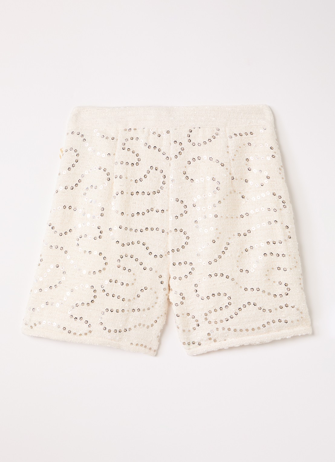 Billieblush Straight fit korte broek van bouclé met pailletten - voorkant 2 ivoor