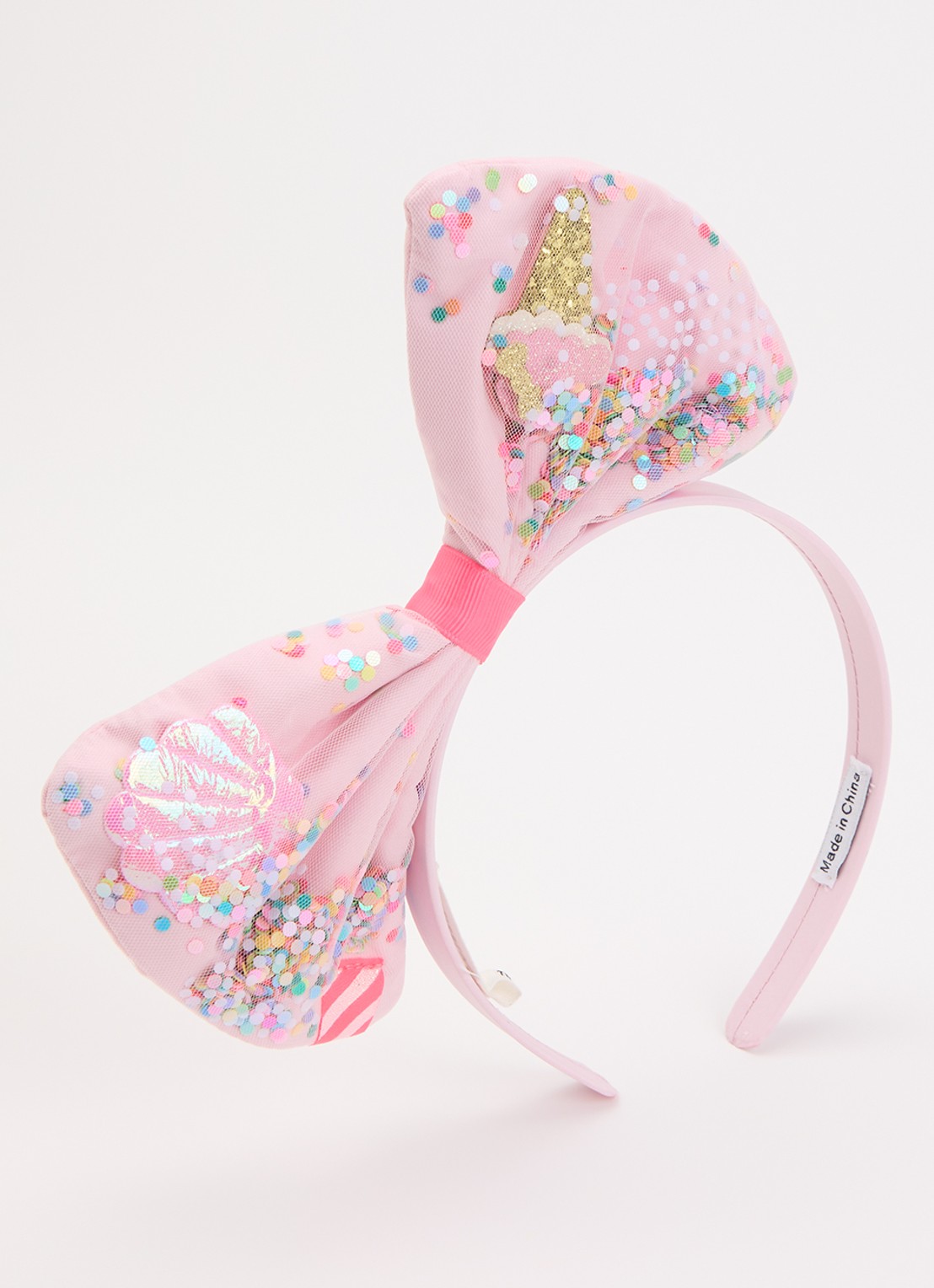 Billieblush Strik haarband met applicatie  - voorkant roze