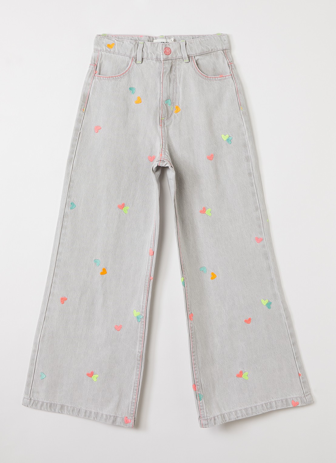 Billieblush Wide leg jeans met borduring - voorkant lichtgrijs