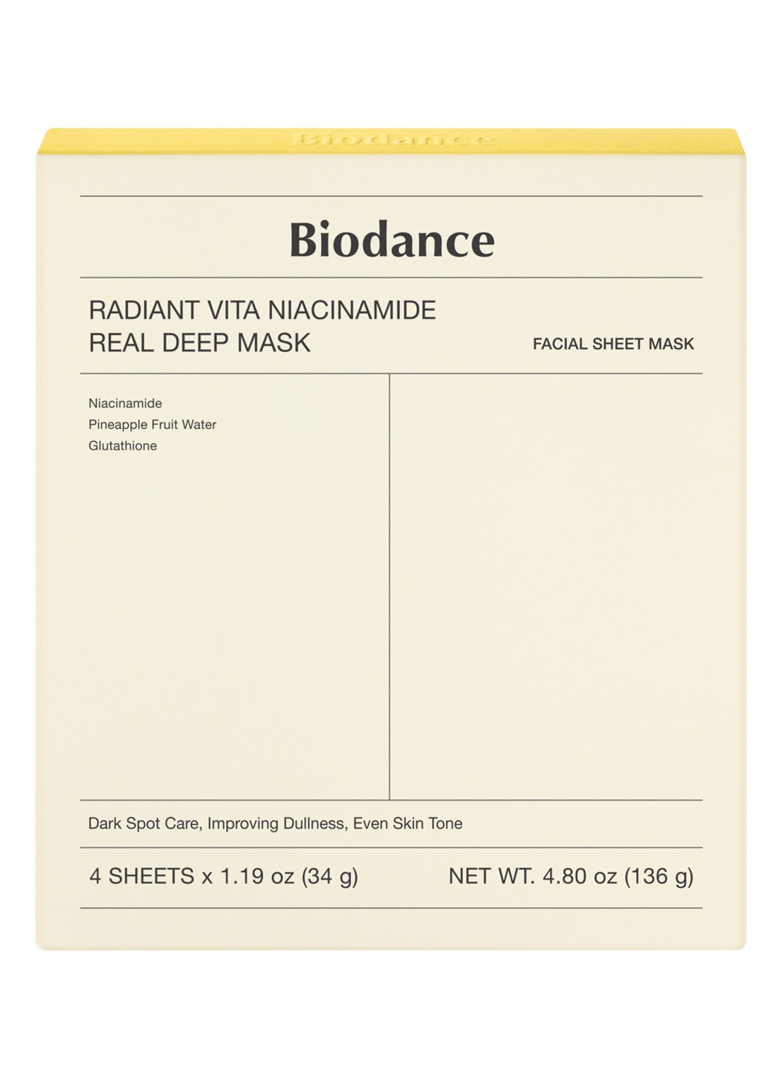 Biodance Radiant Vita Niacinamide Real Deep Mask - gezichtsmasker 4 stuks - detail 4 undefined