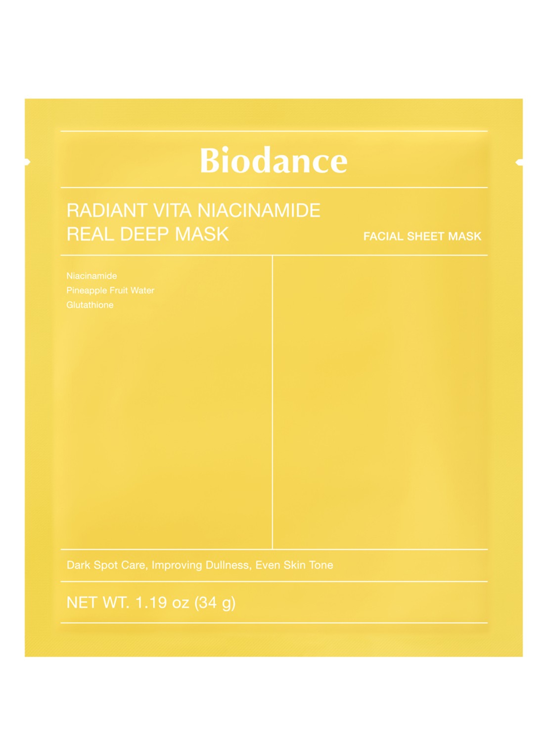 Biodance Radiant Vita Niacinamide Real Deep Mask - gezichtsmasker 4 stuks - voorkant undefined