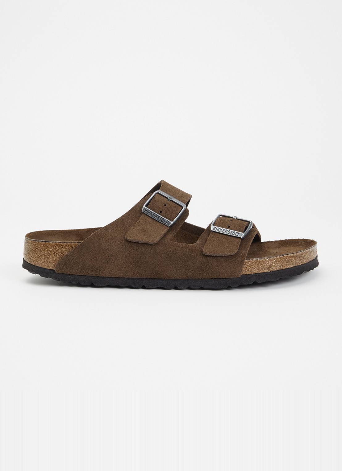 Birkenstock Arizona BS sandaal van suède - voorkant 2 donkerbruin