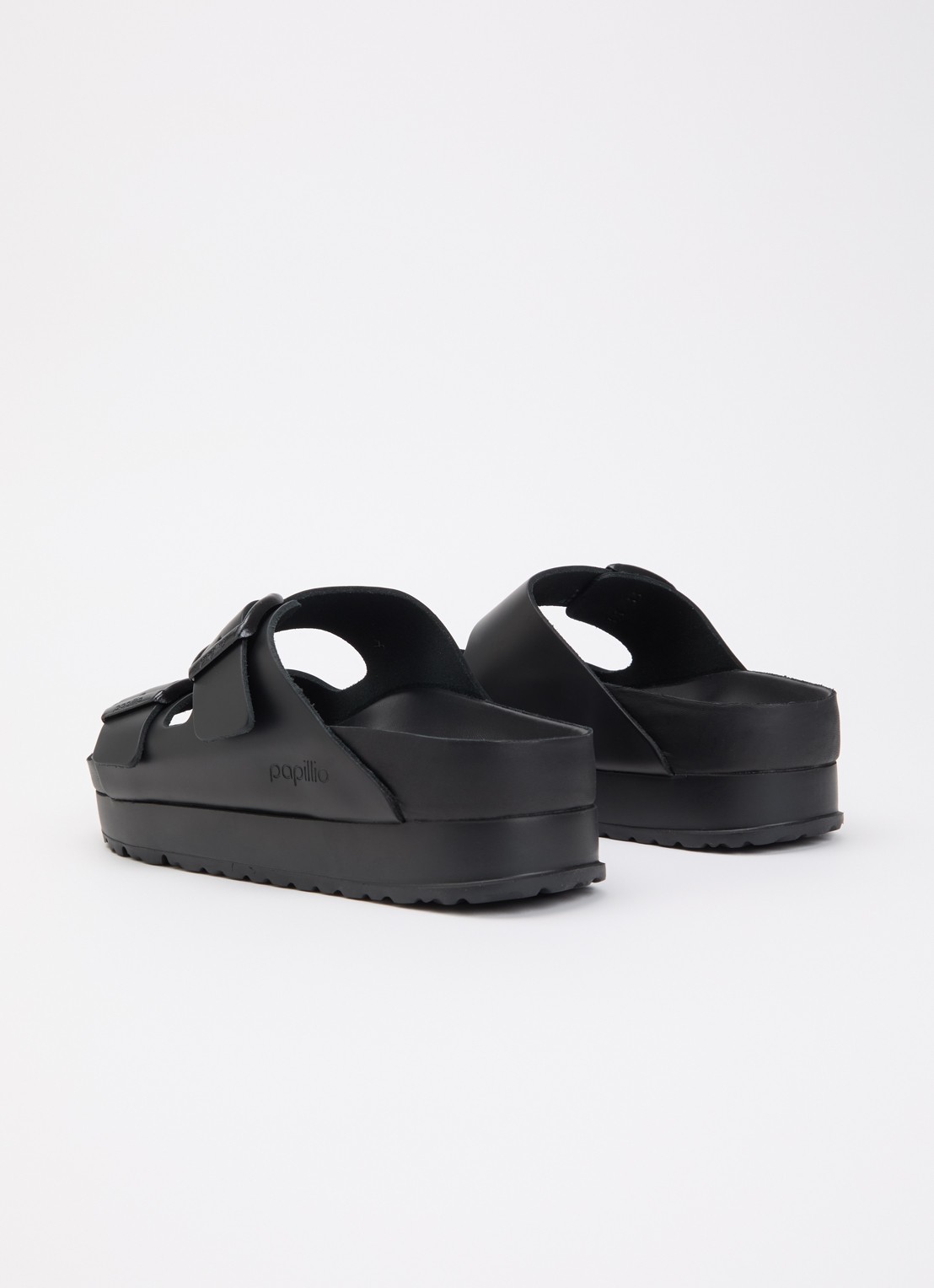 Birkenstock Arizona Pap Flex sandaal van leer met plateauzool - achterkant 2 zwart