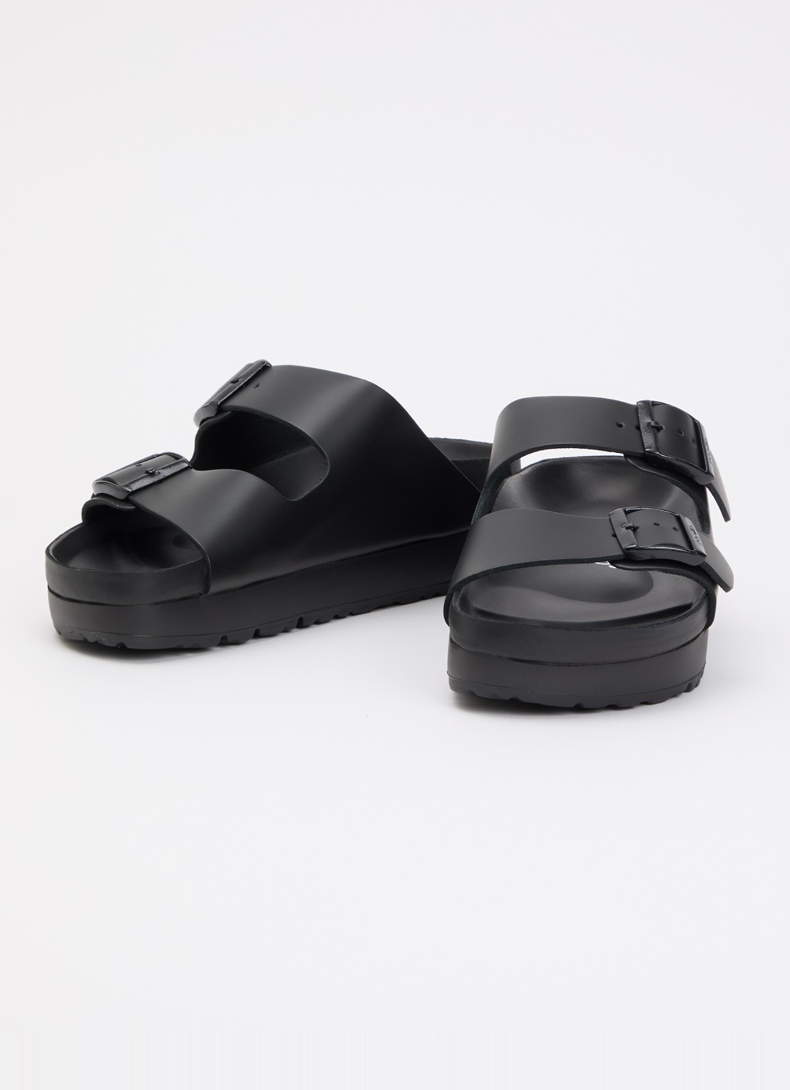 Birkenstock Arizona Pap Flex sandaal van leer met plateauzool - detail 3 zwart