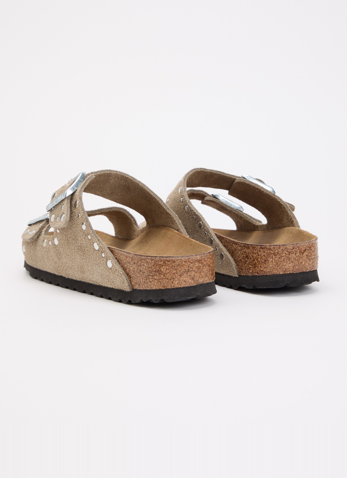 Birkenstock Arizona Rivet slipper van suède met studs - achterkant 2 khaki