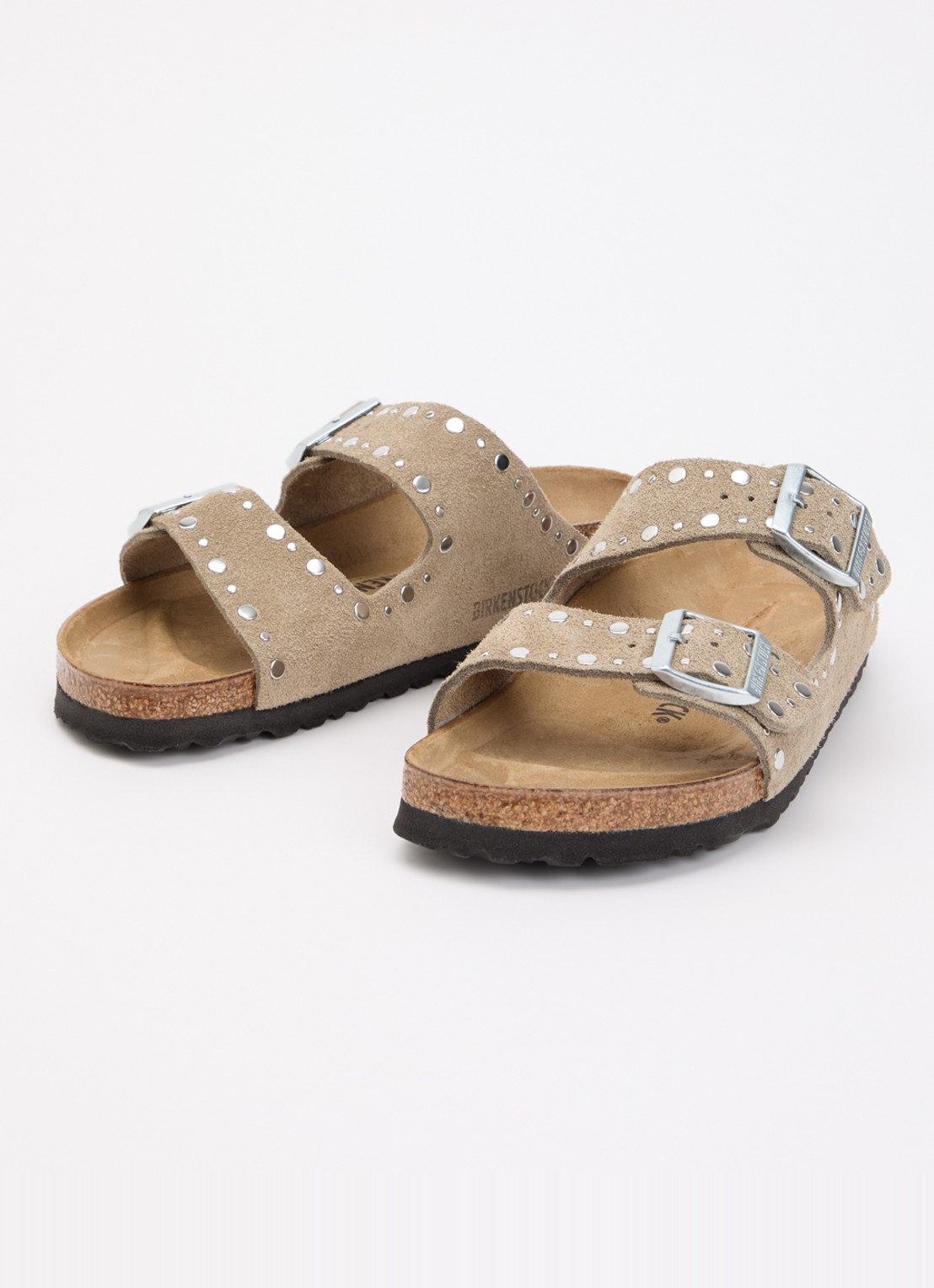 Birkenstock Arizona Rivet slipper van suède met studs - detail 3 khaki