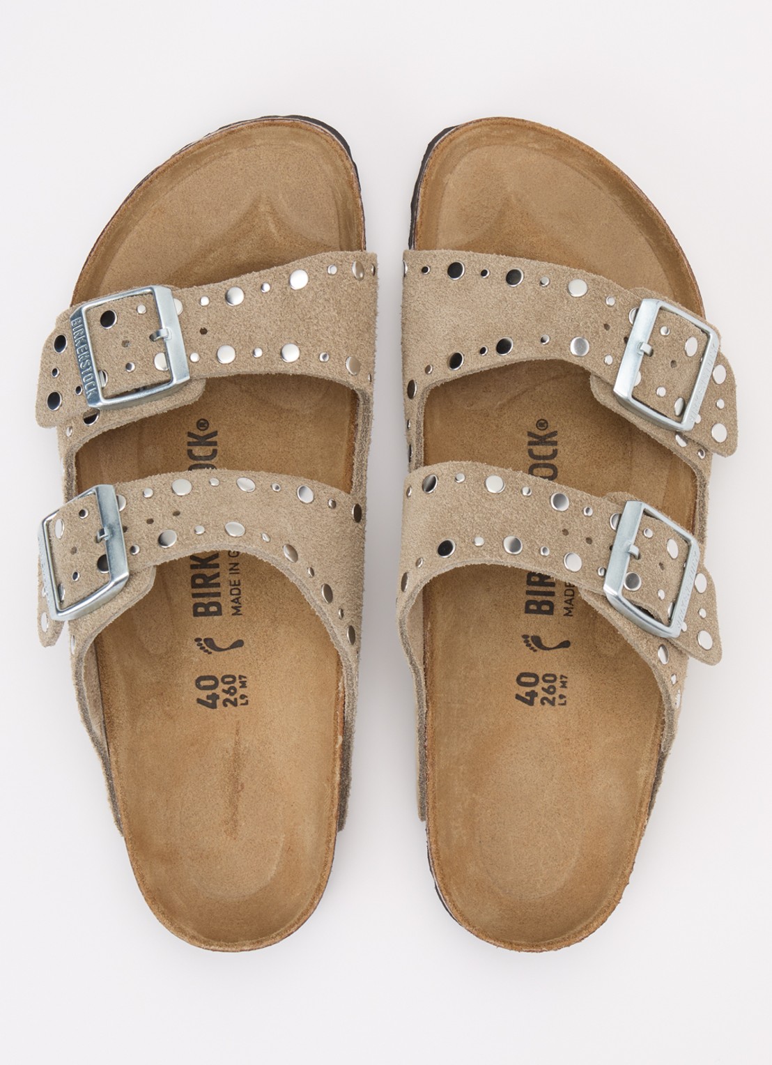 Birkenstock Arizona Rivet slipper van suède met studs - detail 4 khaki