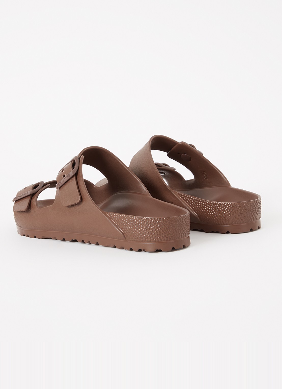 Birkenstock Arizona slipper met logo - achterkant bruin