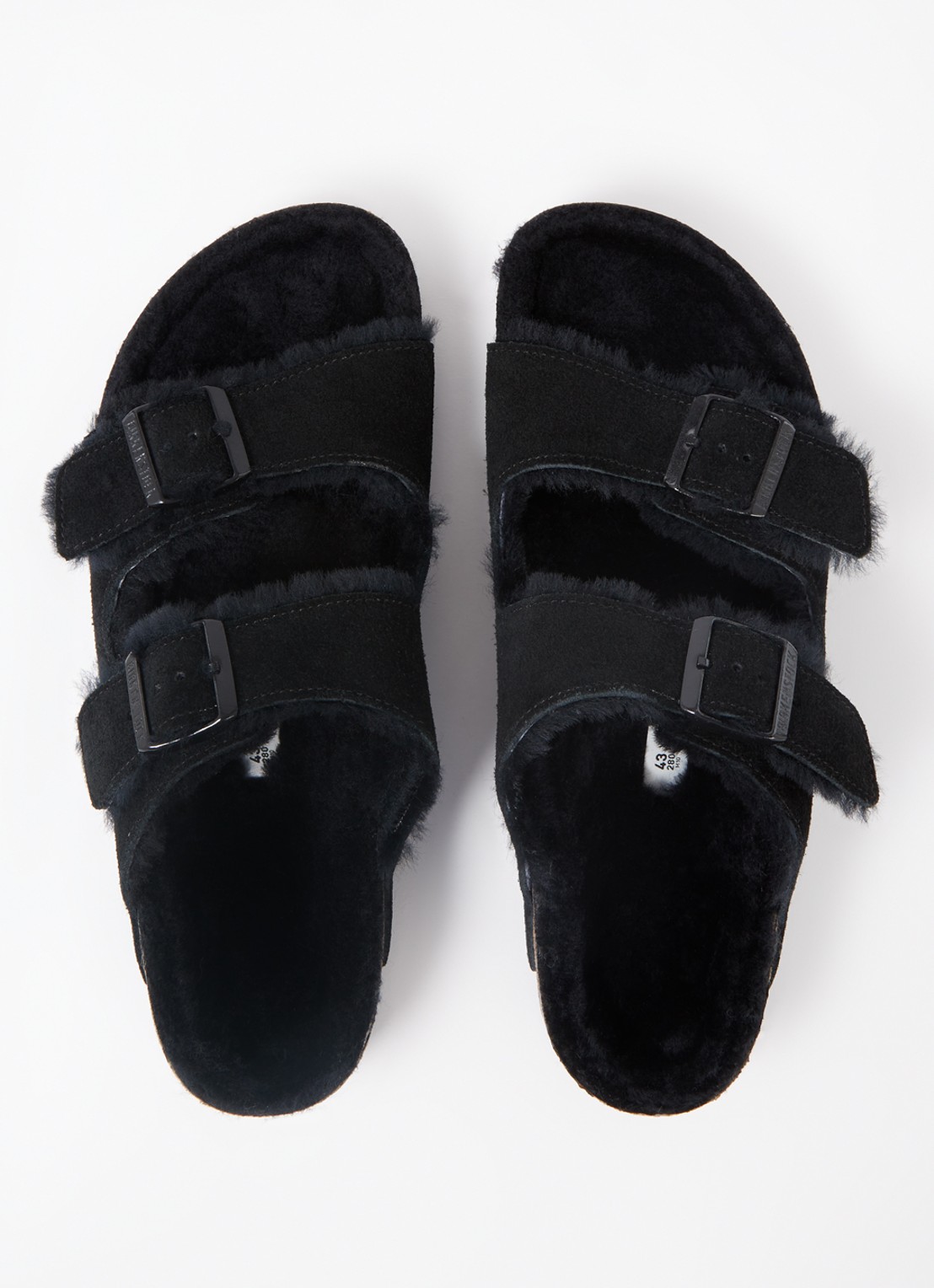 Birkenstock Arizona slipper met voering van lamswol - detail 4 zwart