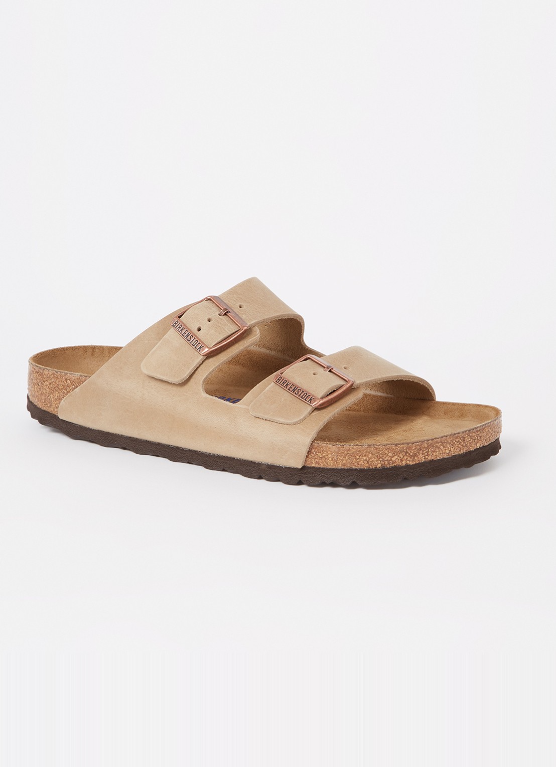 Birkenstock Arizona slipper van leer - voorkant 5 zand