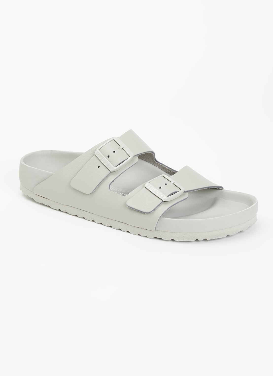 Birkenstock Arizona slipper van leer - voorkant 2 olijfgroen