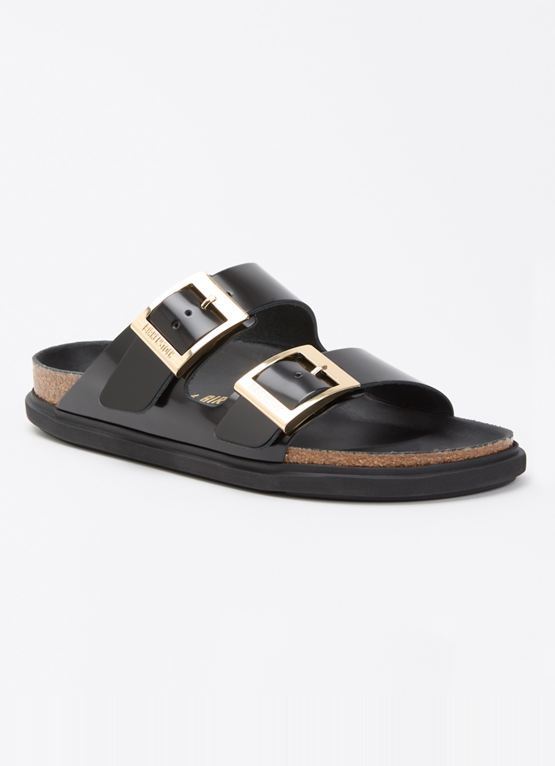 Birkenstock Arizona slipper van leer - voorkant 5 zwart