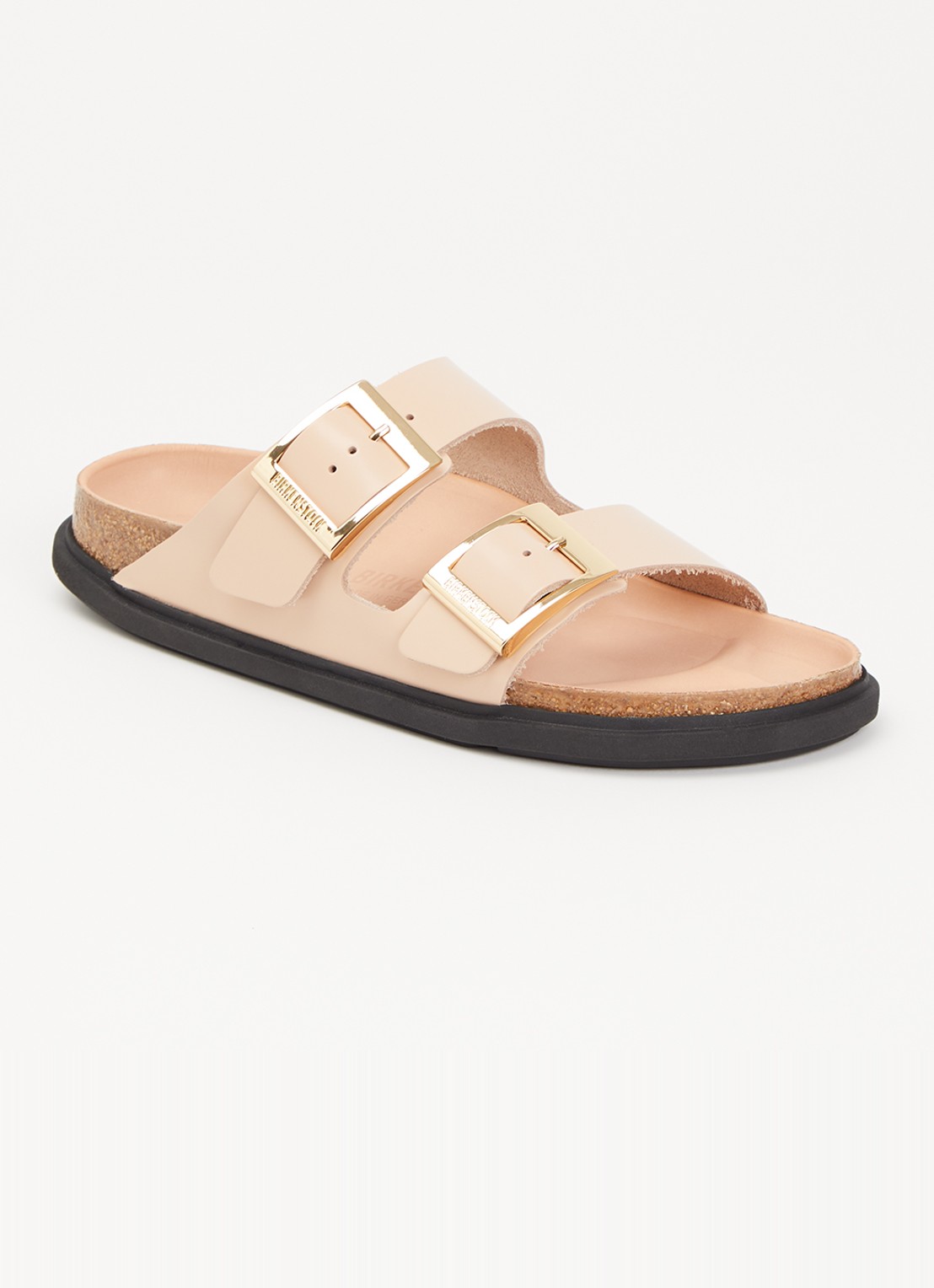 Birkenstock Arizona slipper van leer - voorkant 5 lichtroze