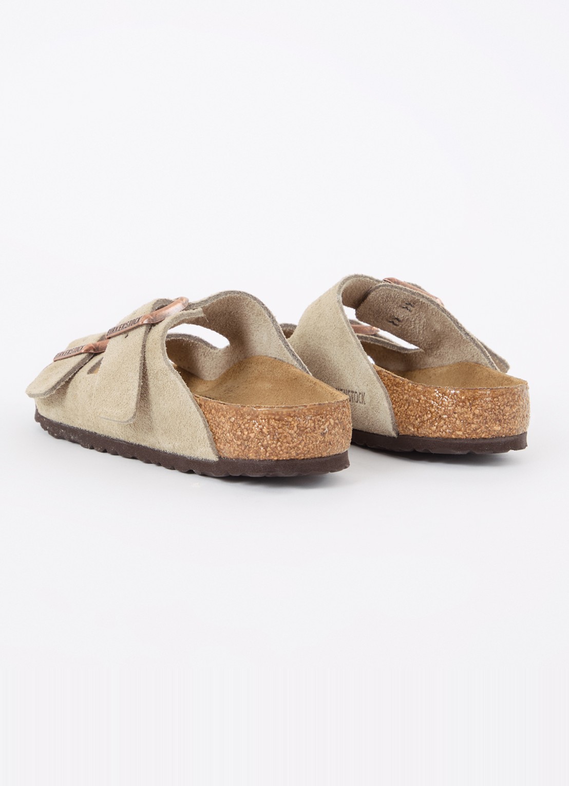 Birkenstock Arizona slipper van suède   - achterkant 3 beige